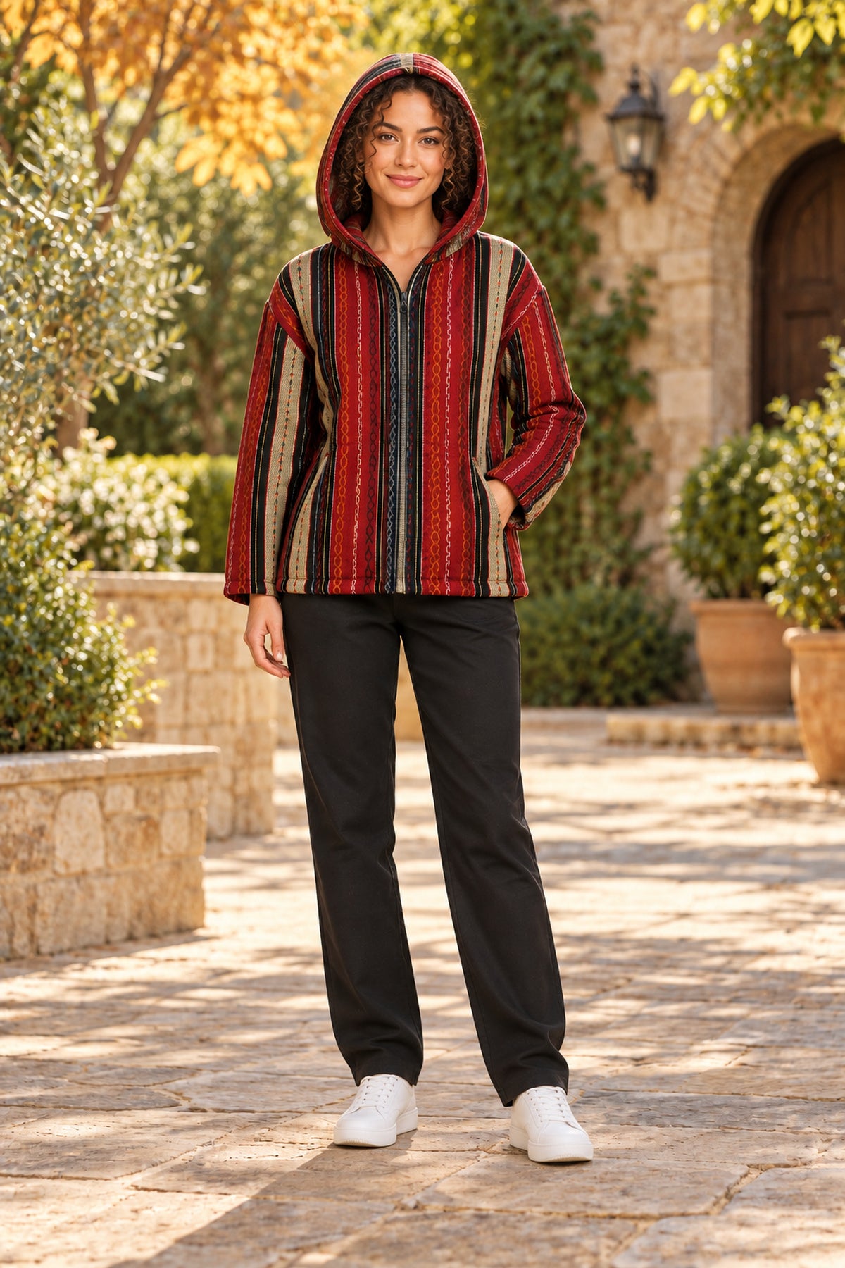 Men’s Multicolour African-Inspired Woven Hooded Jacket