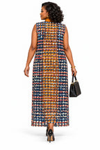 Ade Blue Multi Ankara Weaved Full Length Sleeveless Kimono