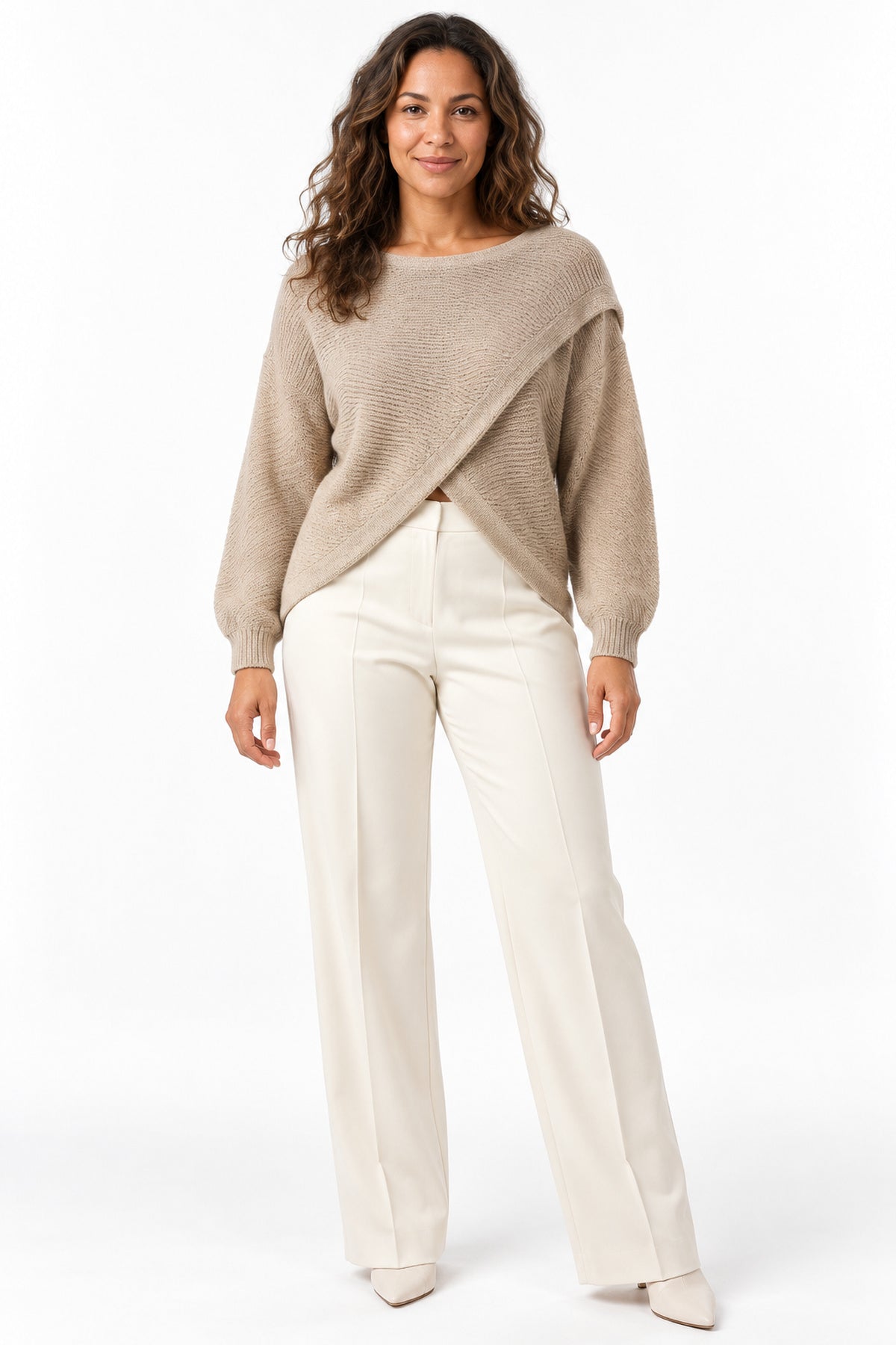 Women's Asymmetric Wrap Front Knitted Jumper