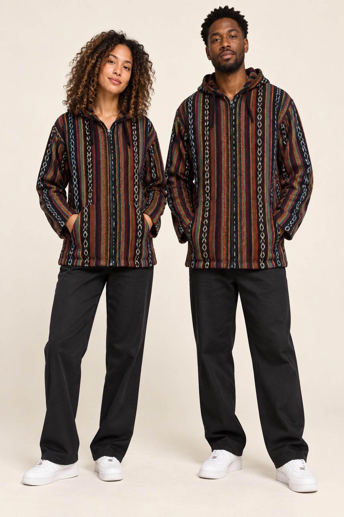 Men’s Multicolour African-Inspired Woven Hooded Jacket