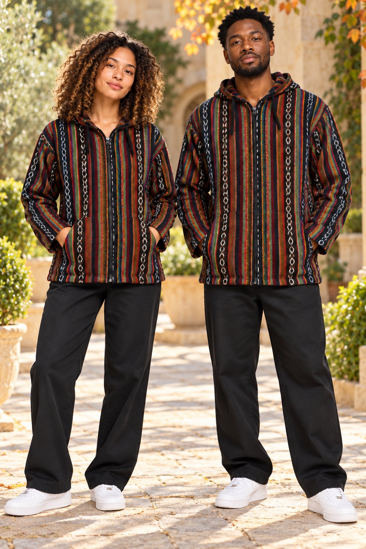 Men’s Multicolour African-Inspired Woven Hooded Jacket