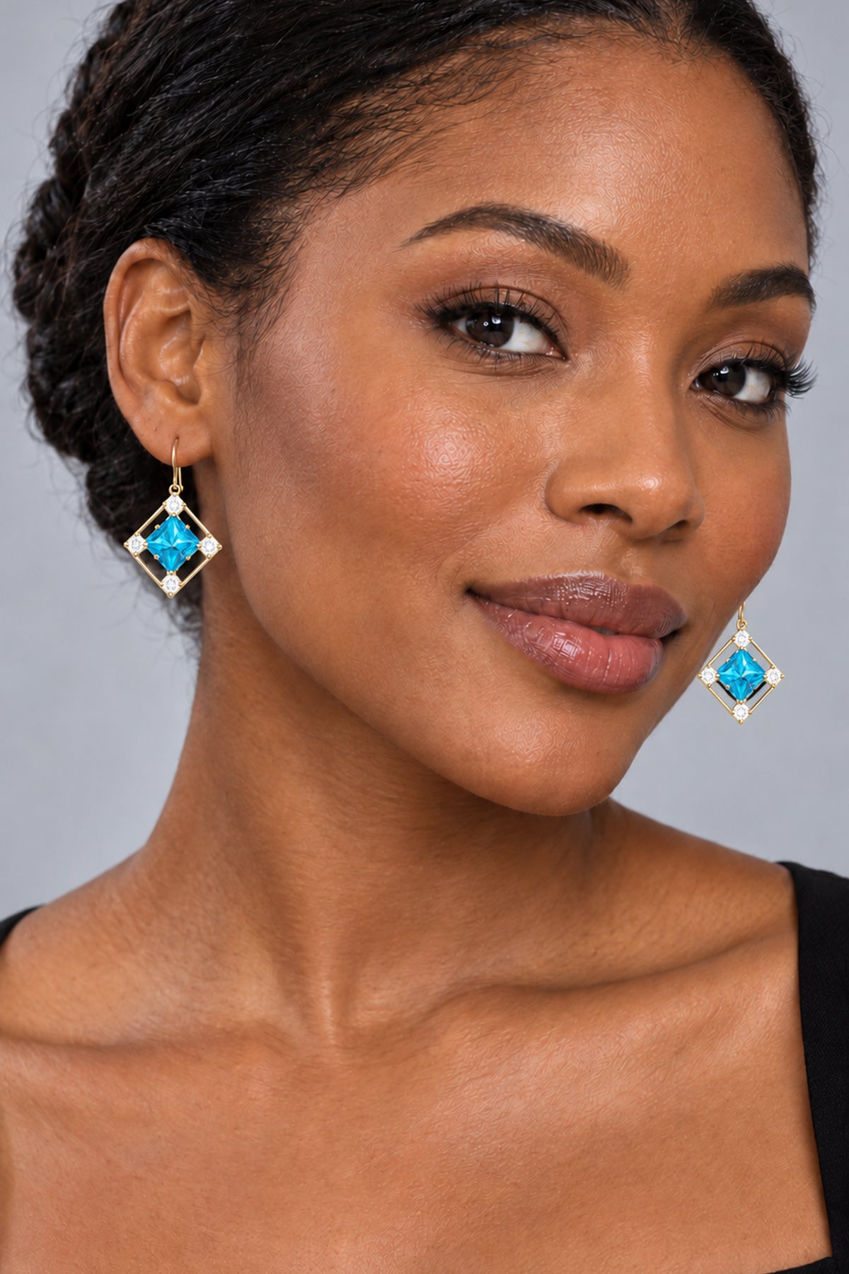 Women's Crystal Drop Earrings – Gold Geometric Statement Earrings | Various Colours