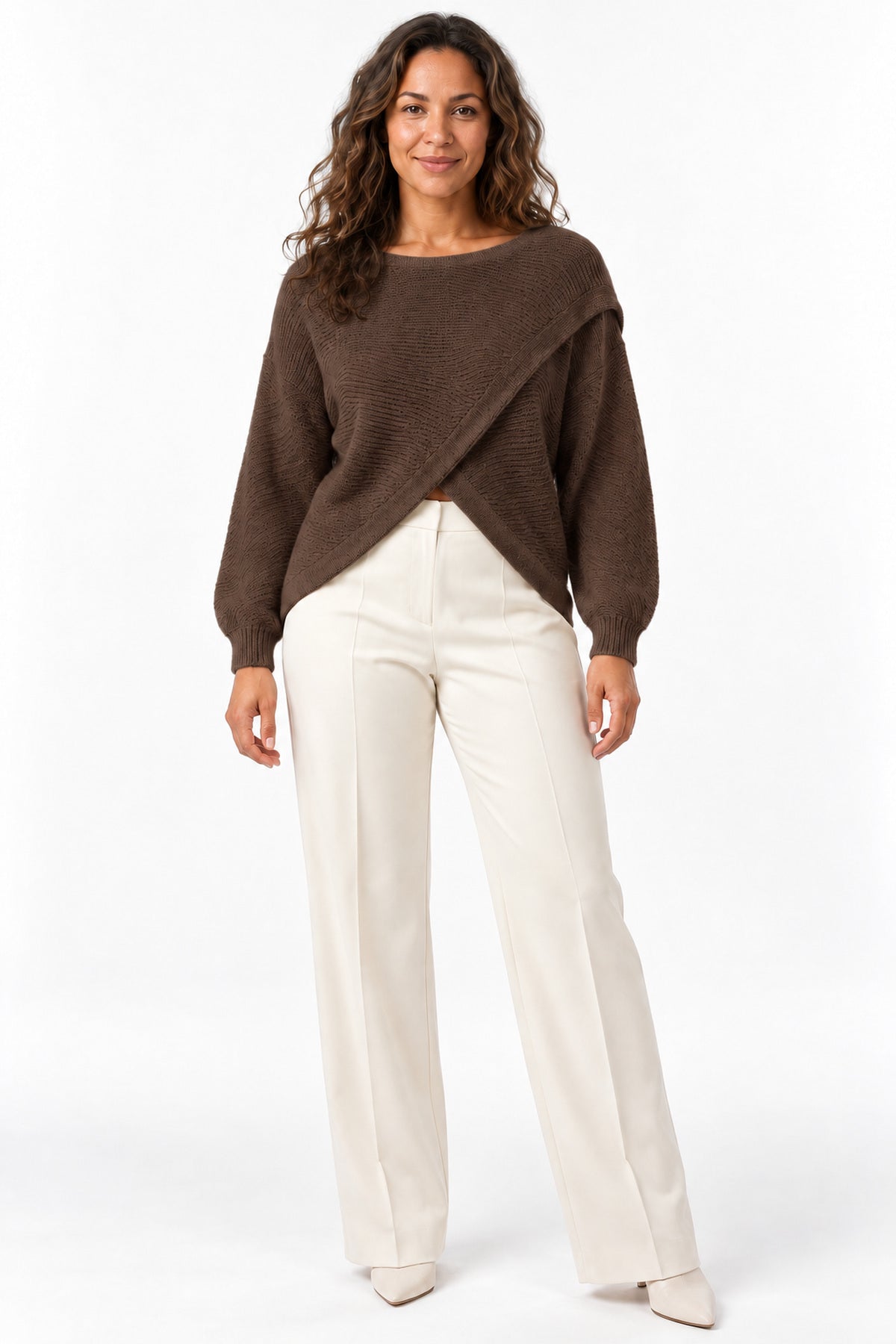 Women's Asymmetric Wrap Front Knitted Jumper