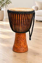 Traditional African Hand-Carved Wooden Djembe Drum – 25-Inch Height | 5 & 6-Inch Drum Face Options