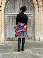 Zana High-Waisted Ankara Knee- Length Skirt