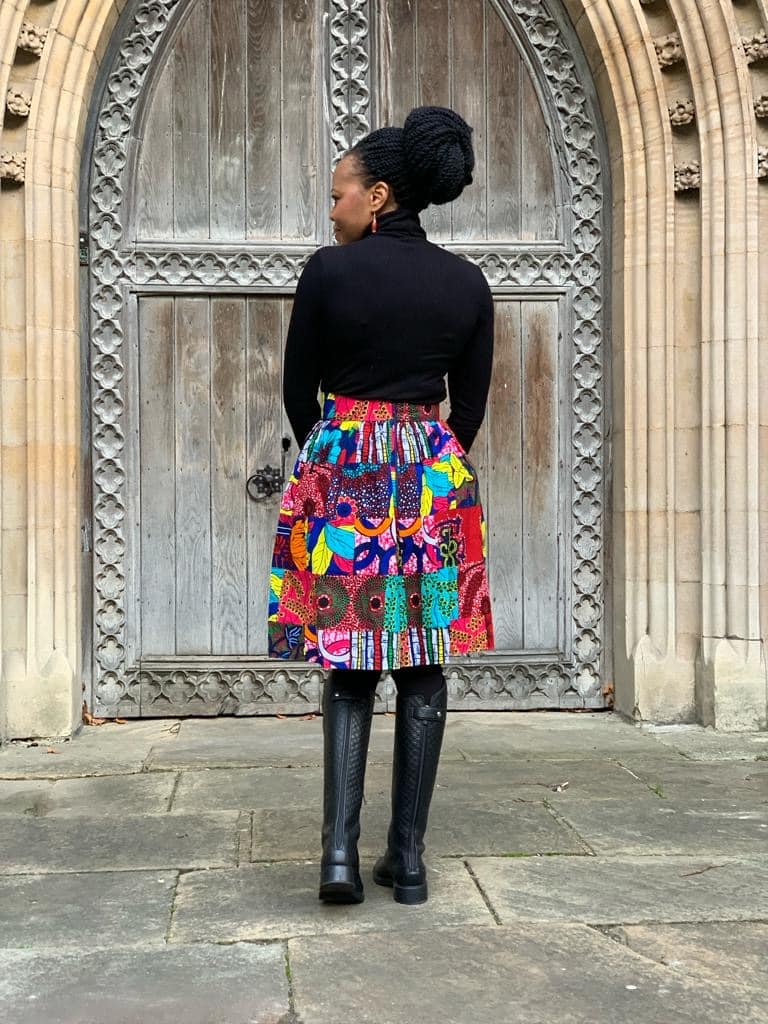 Zana High-Waisted Ankara Knee- Length Skirt