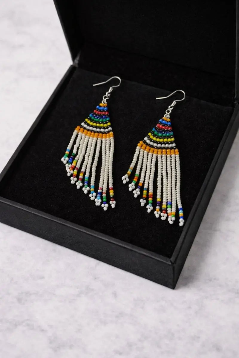 Short Tassel Kenyan Beaded Earrings