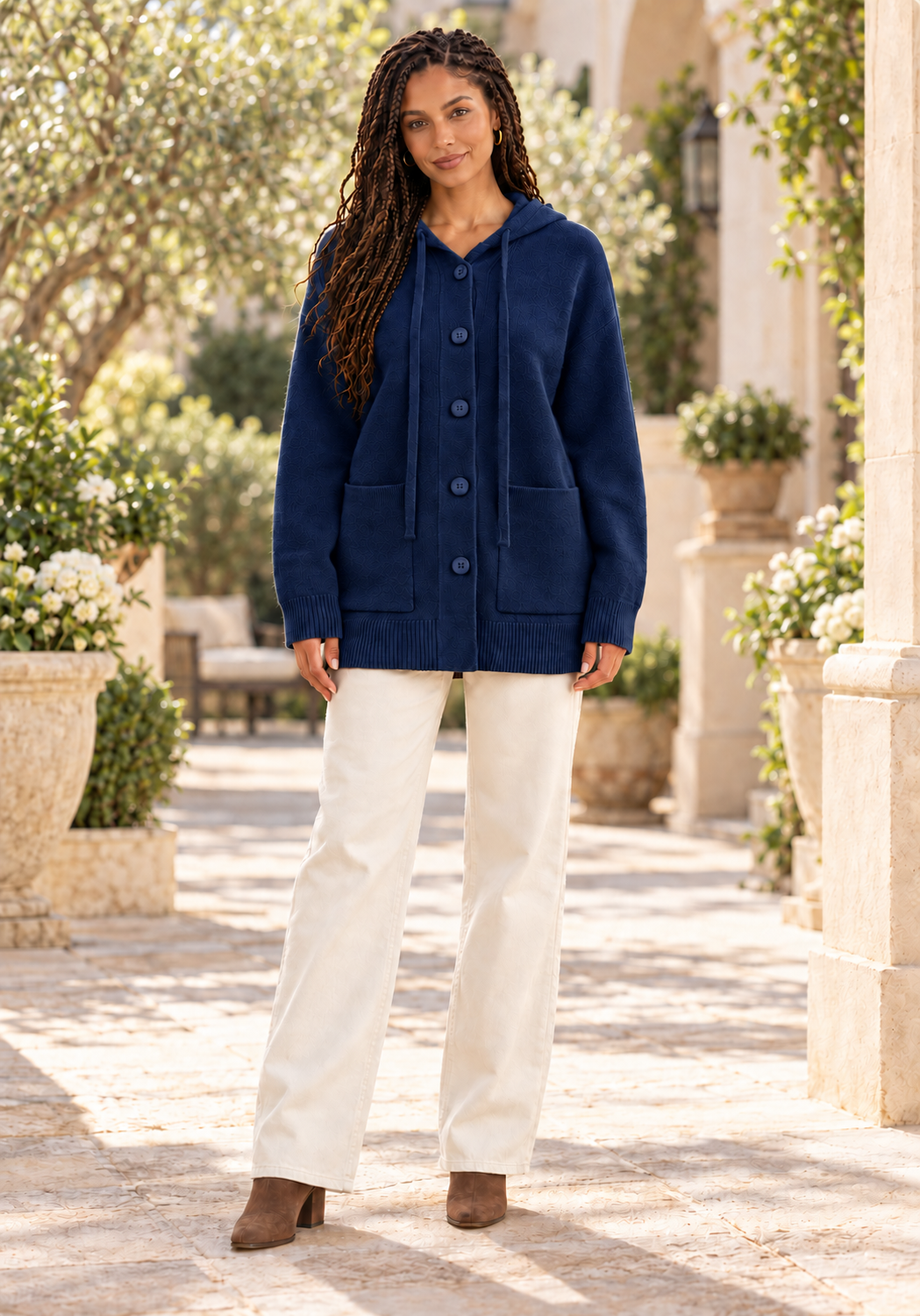 Women’s Oversized Gold-Button Top in Six Colours