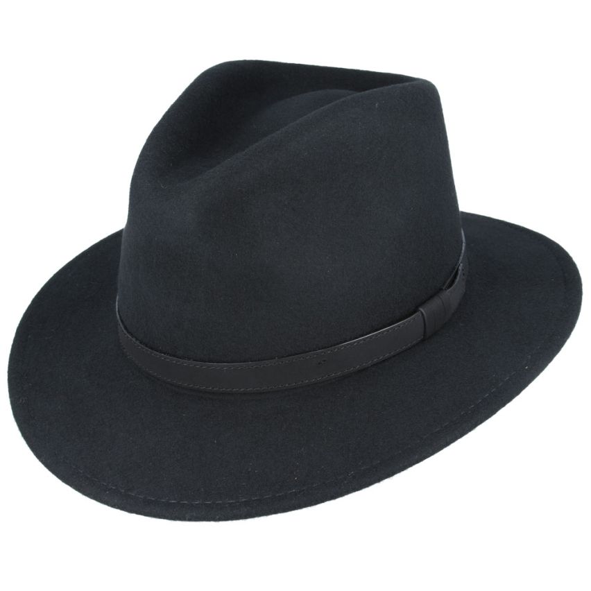 Wool Fedora Hat With Leather Band