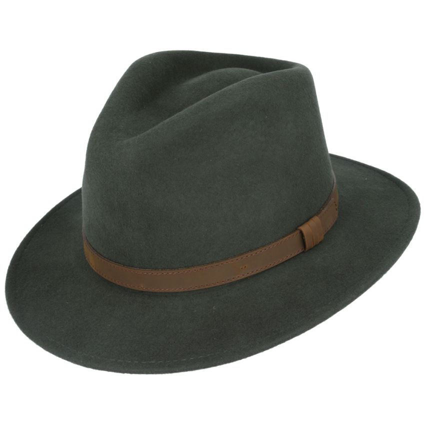 Wool Fedora Hat With Leather Band