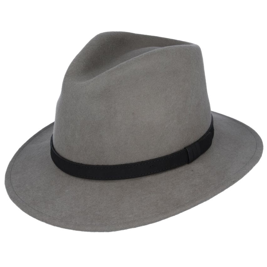 Wool Fedora Hat With Leather Band