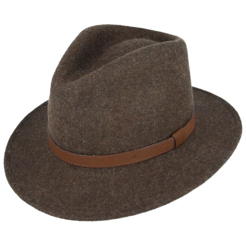 Wool Fedora Hat With Leather Band