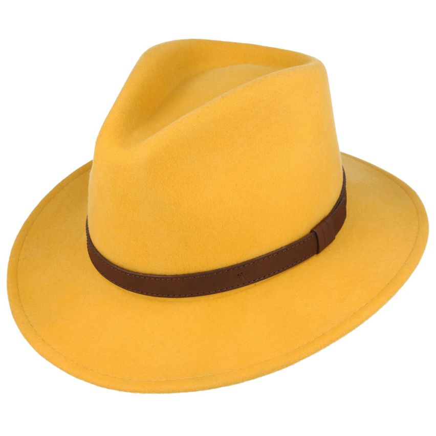 Wool Fedora Hat With Leather Band
