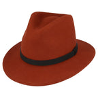 Wool Fedora Hat With Leather Band
