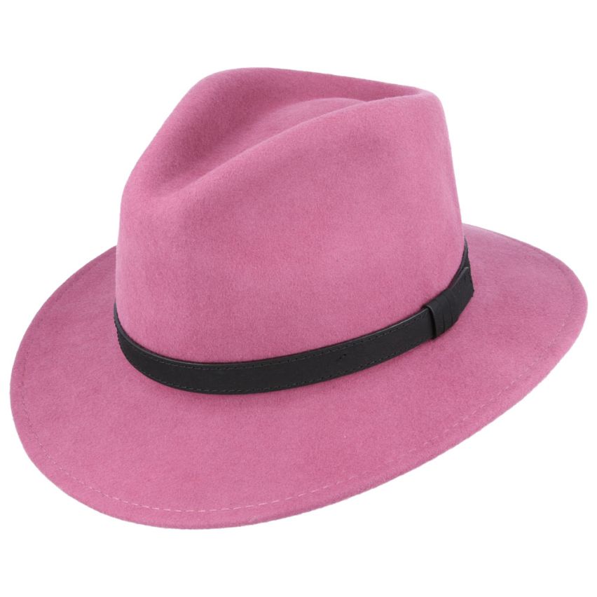 Wool Fedora Hat With Leather Band