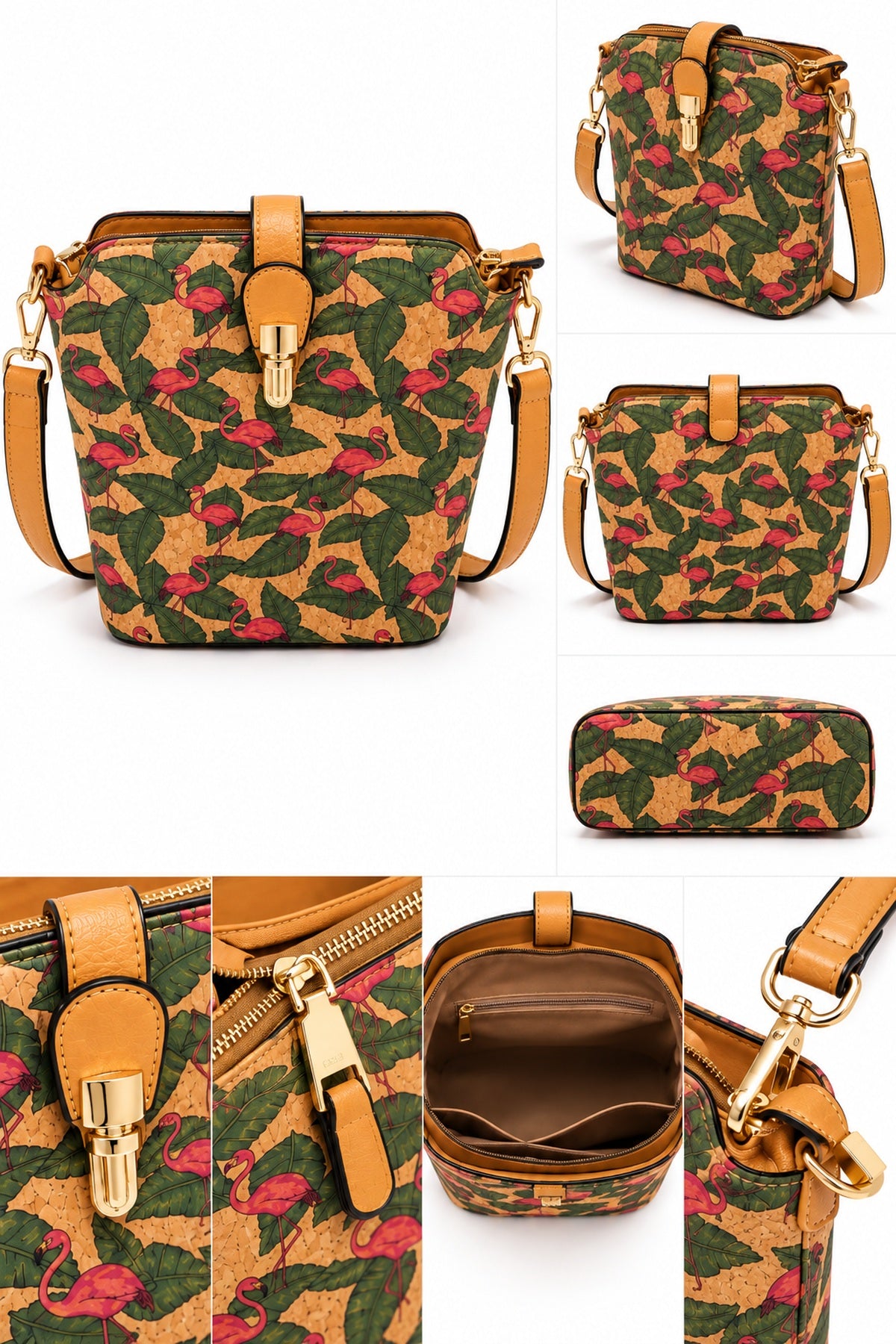Printed Cork Crossbody Bag Collection – Floral, Flamingo & Butterfly Designs