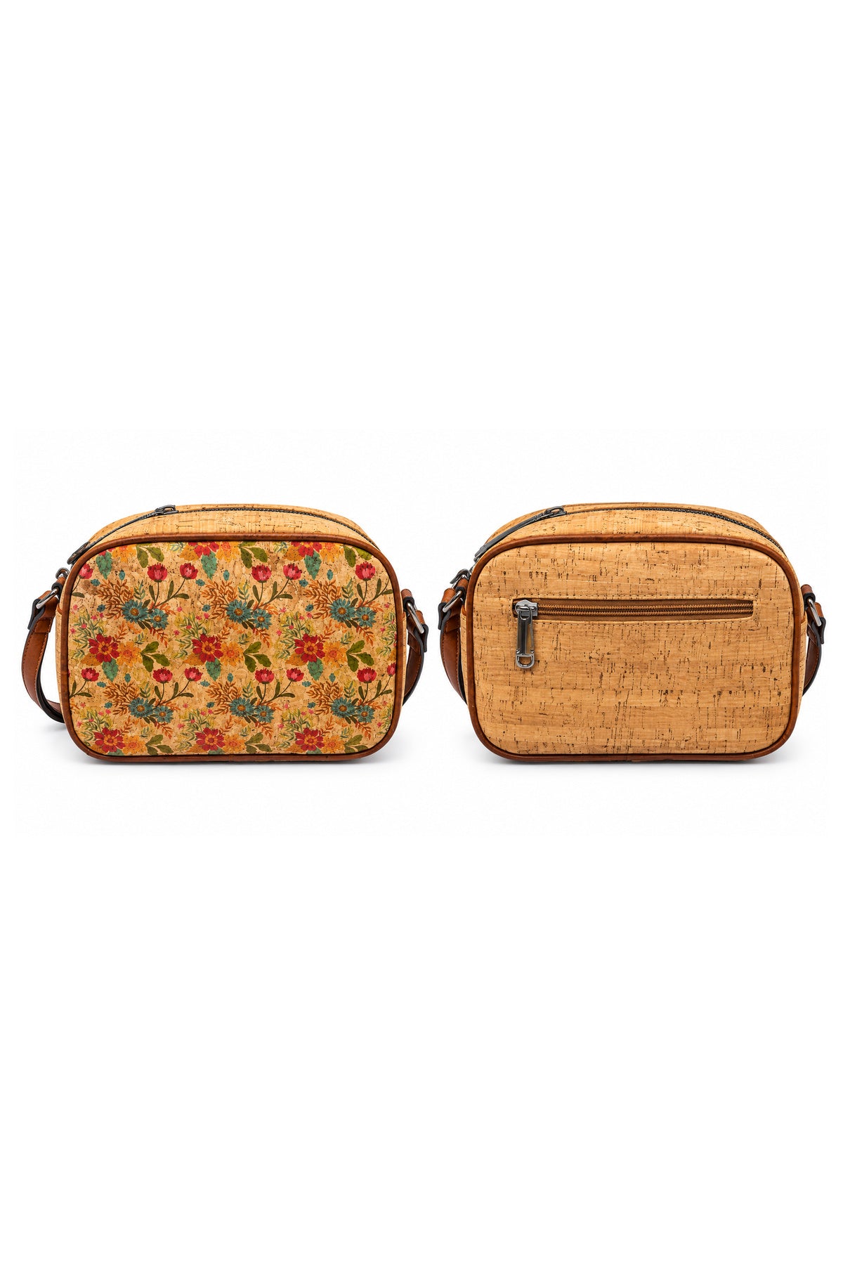 Floral Cork Crossbody Bag – Adjustable Strap Camera Bag