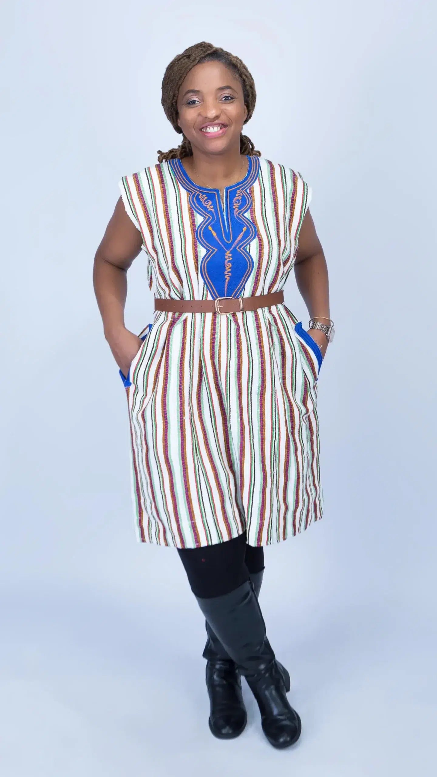 Handwoven Batakari Dress with Embroidery