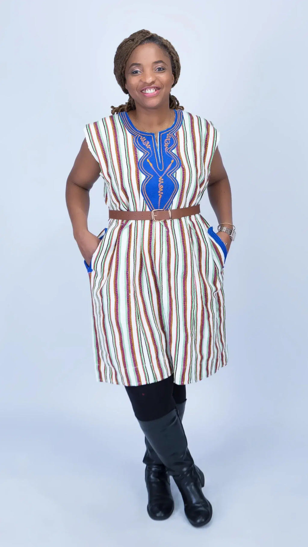 Handwoven Batakari Dress with Embroidery