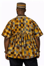 Heritage Mustard Check Fugu Peplum Top