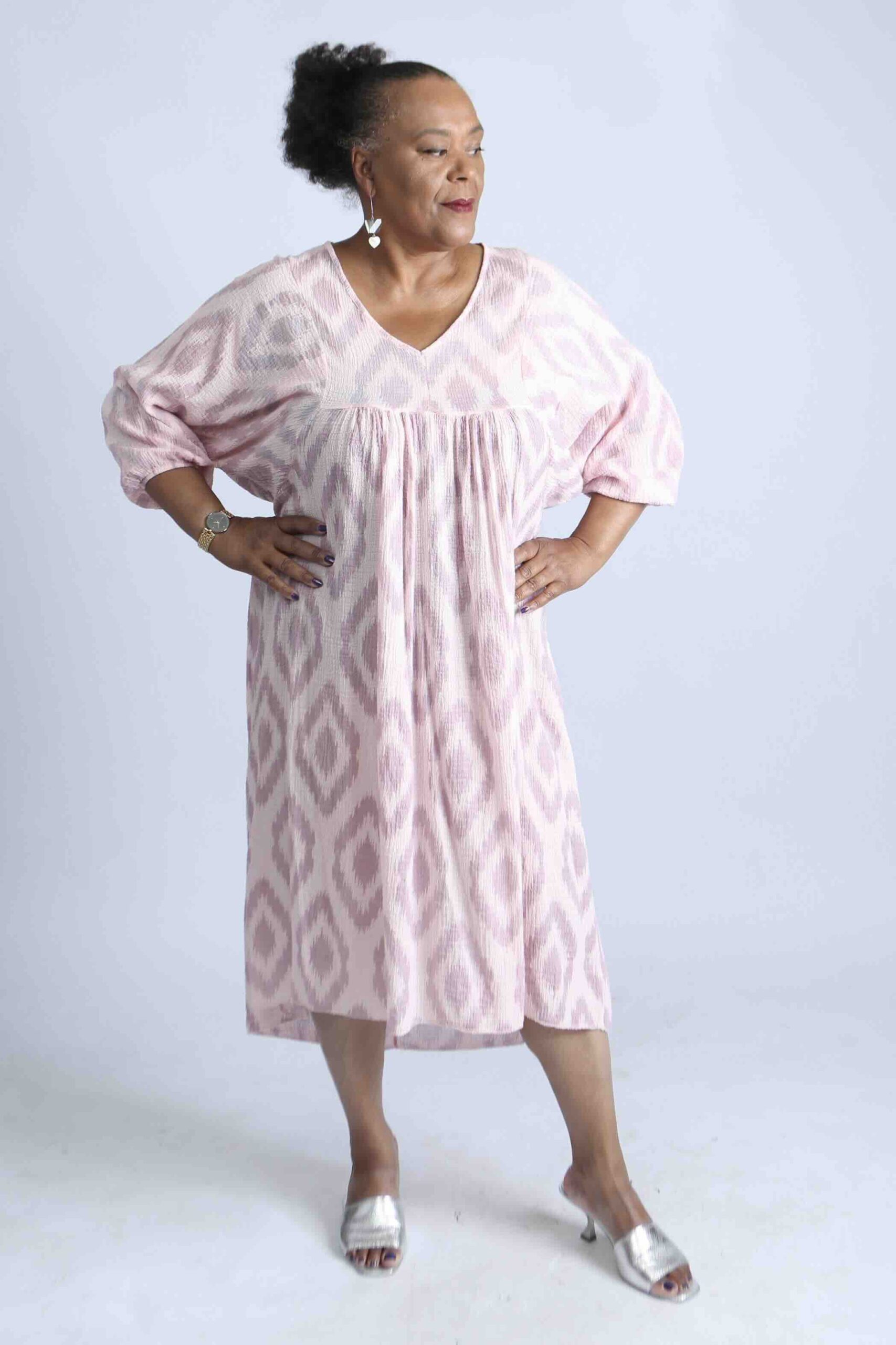 Geometric Print Relaxed fit Italian Dress – Pink