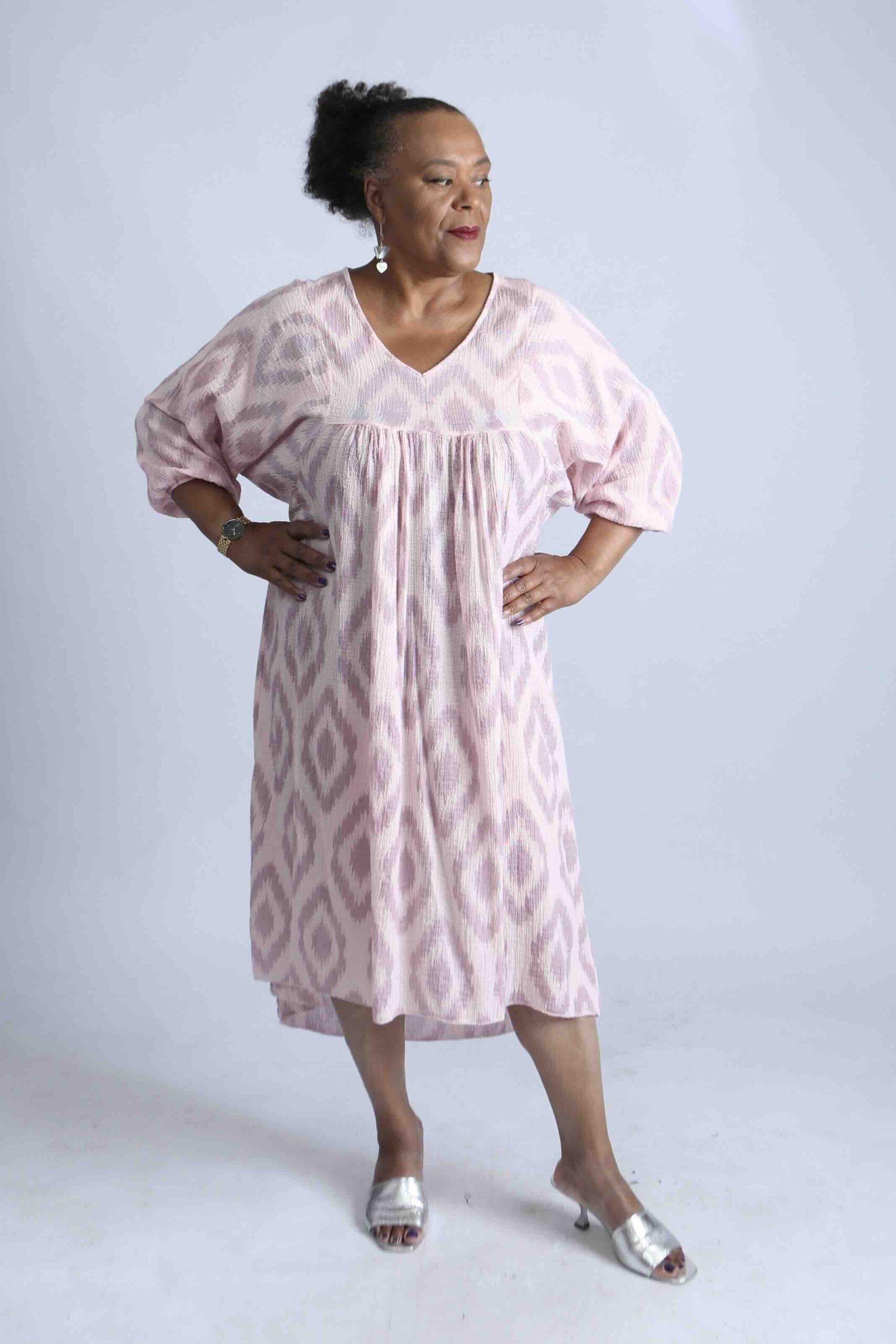 Geometric Print Relaxed fit Italian Dress – Pink