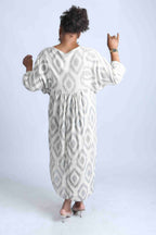 Geometric Print Relaxed fit Italian Dress – White