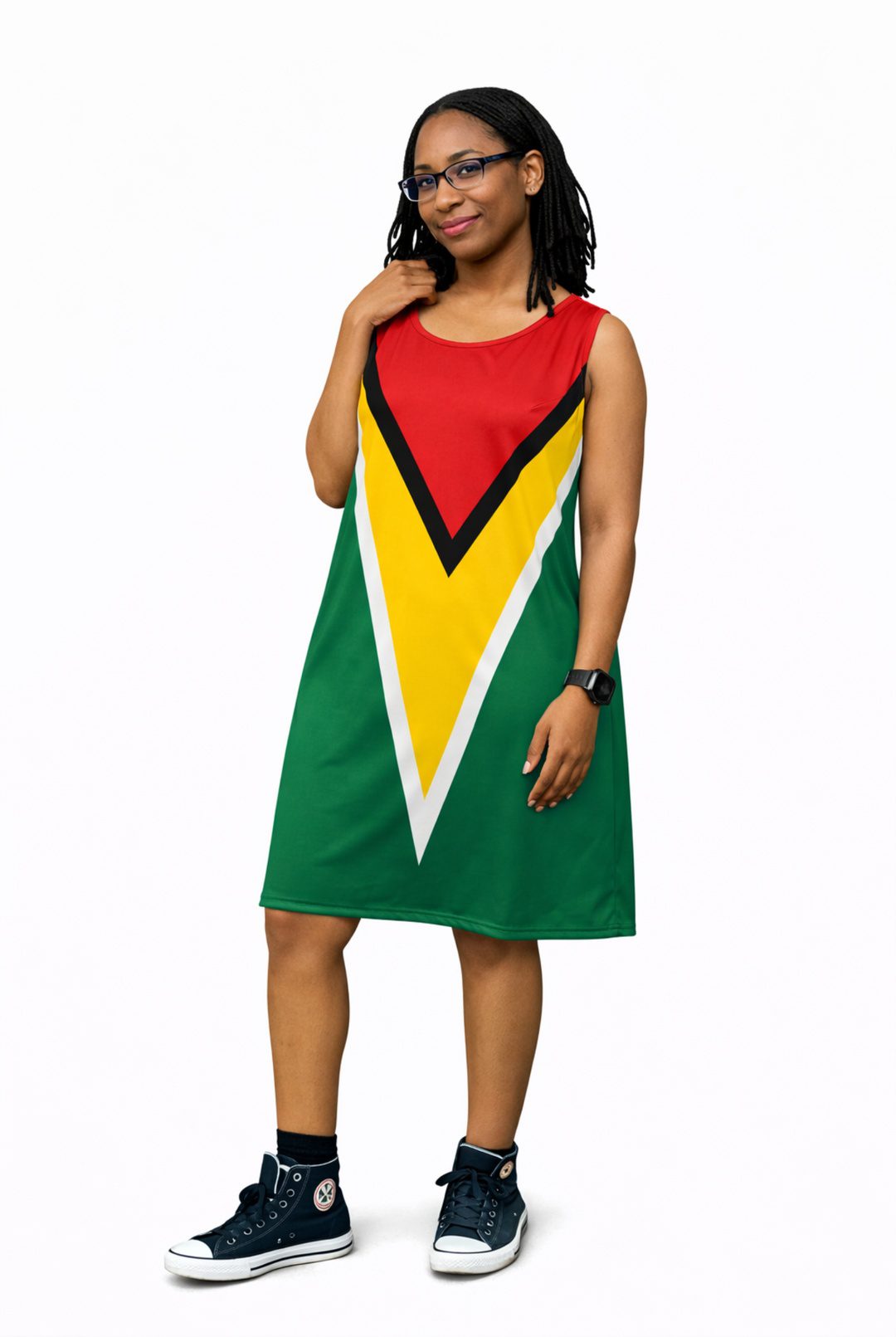 Guyana Flag Dress | Sleeveless Bodycon Shift Dress