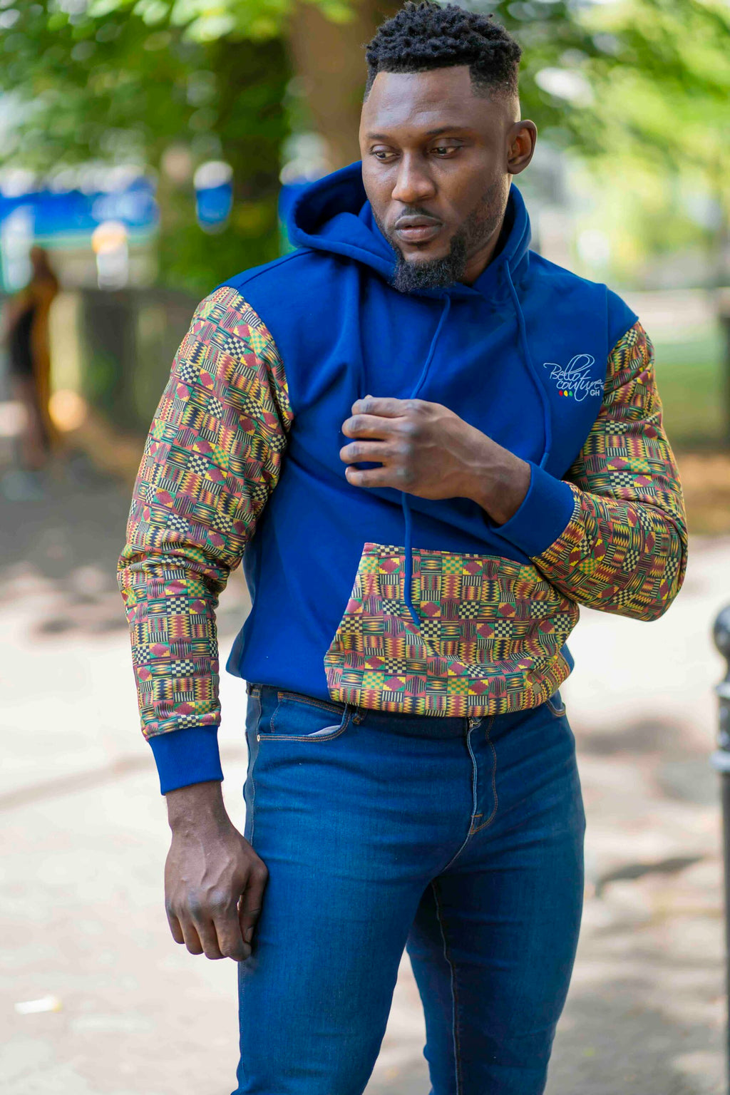Unisex Afro-Fusion Zip Hoodie - Deep Cobalt Blue