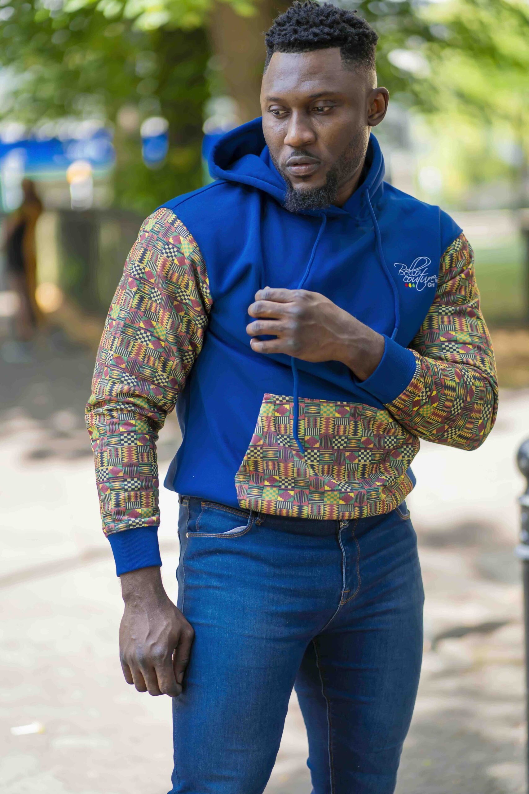 Unisex Afro-Fusion Zip Hoodie - Deep Cobalt Blue
