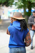 Blue Unisex Afro-Fusion Design Zip Hoodie