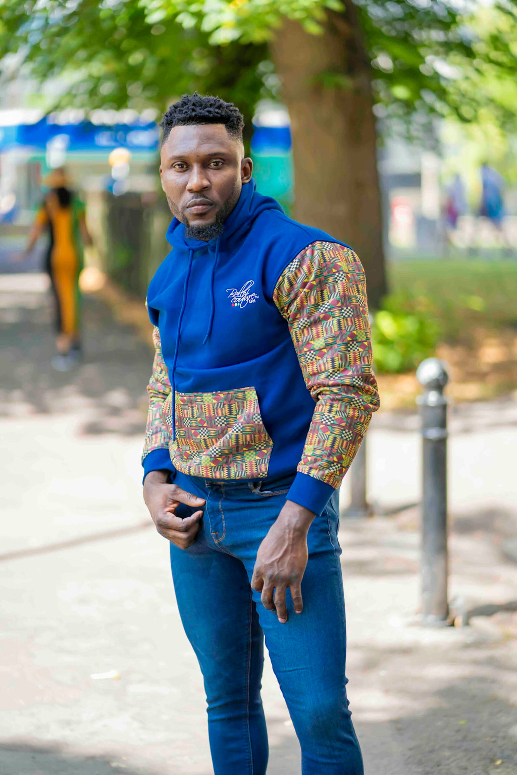 Unisex Afro-Fusion Zip Hoodie - Deep Cobalt Blue