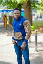 Unisex Afro-Fusion Zip Hoodie - Deep Cobalt Blue