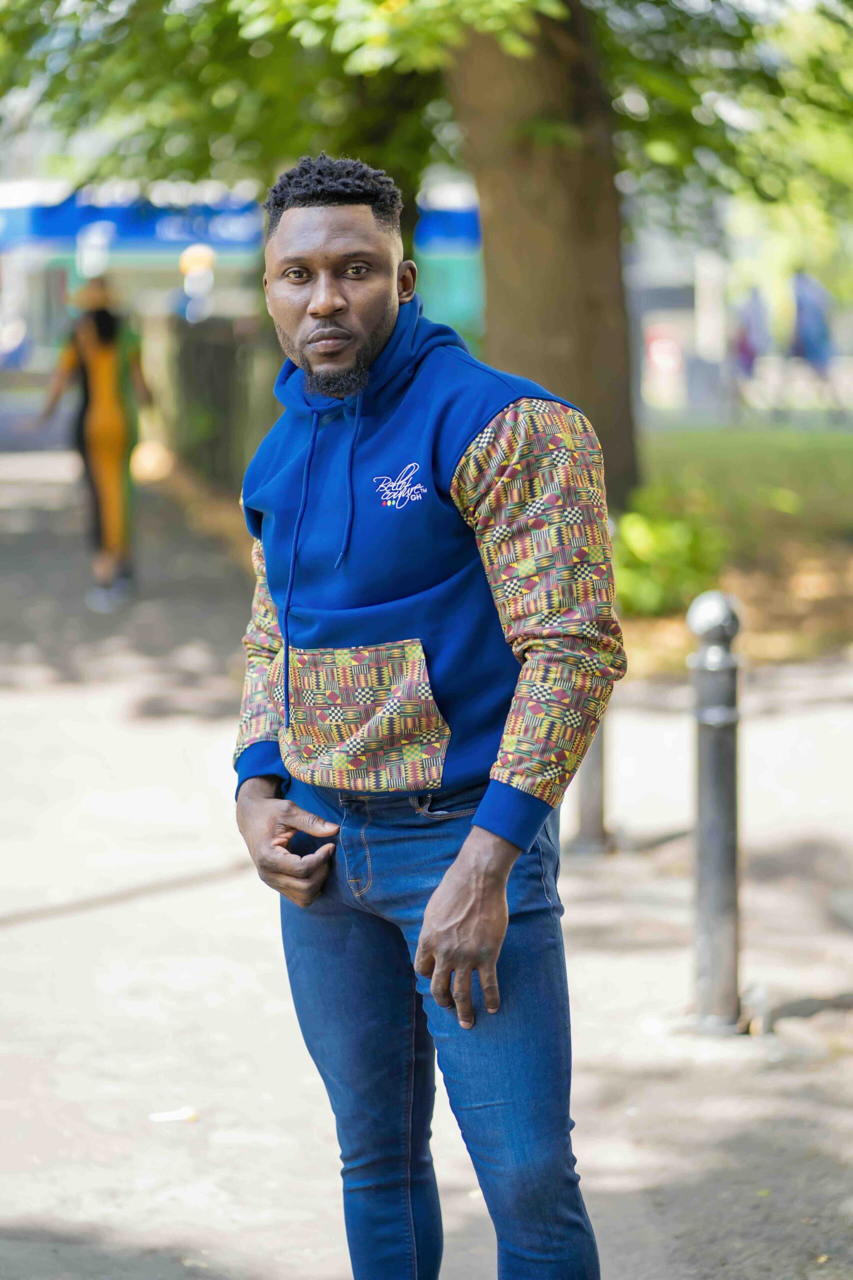 Unisex Afro-Fusion Zip Hoodie - Deep Cobalt Blue