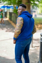 Unisex Afro-Fusion Zip Hoodie - Deep Cobalt Blue