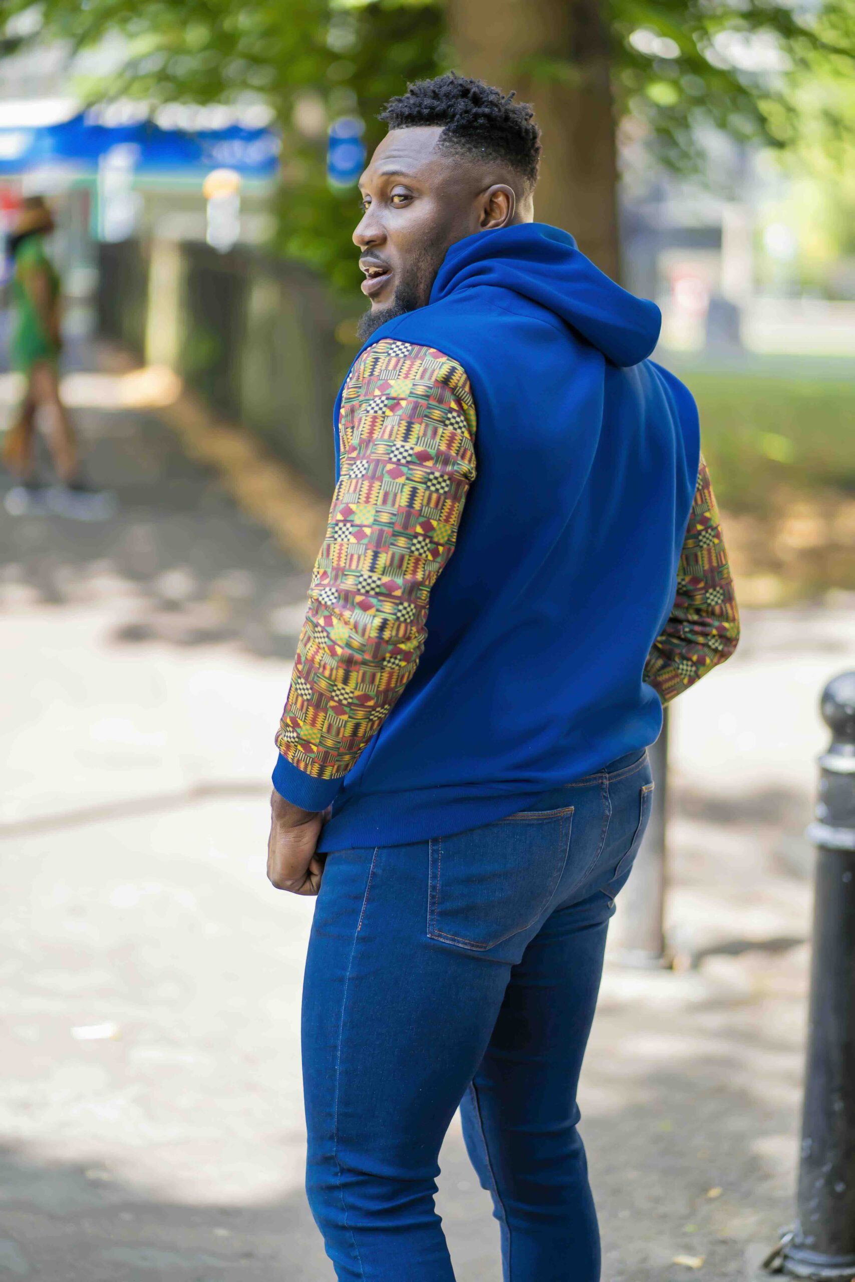 Unisex Afro-Fusion Zip Hoodie - Deep Cobalt Blue