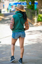Unisex Afro-Fusion Zip Hoodie – Deep Green Ankara