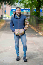 Unisex Afro-Fusion Zip Hoodie sweatshirt -Navy Blue