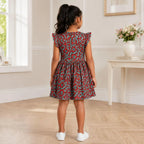 Girls Red African Print Flutter Sleeve Dress – Kids Ankara Party Dress