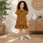 Girls Kente Print Shirt Dress – Kids African Party Dress