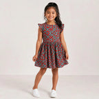 Girls Red African Print Flutter Sleeve Dress – Kids Ankara Party Dress