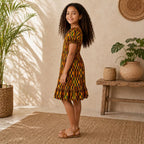 Girls Kente Print Smocked Dress – African Party Dress for Kids