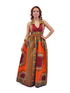 Deep Orange African Dashiki Dress