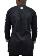 Allus Navy Blue & Silver Embroidery Shirt