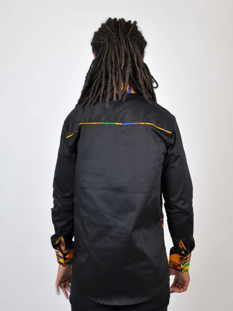 Black African Kente Fusion Suit Shirt