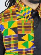 Black African Kente Fusion Suit Shirt