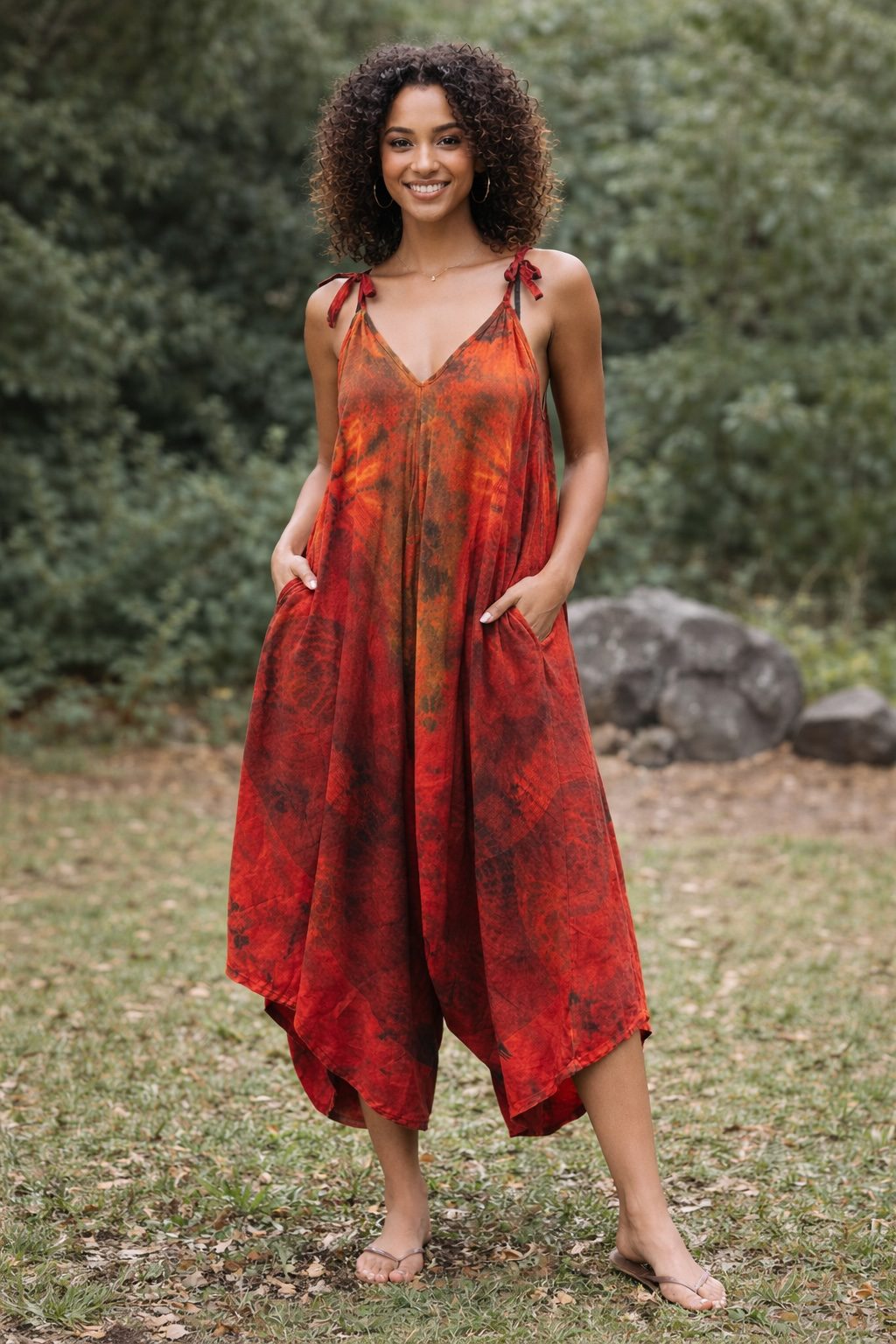 Free Size Bohemian Patchwork Wide-Leg Jumpsuit  - Selim