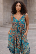 Free Size Bohemian Patchwork Wide-Leg Jumpsuit  - Nanfile