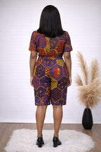 Multicolour African Print Short Jumpsuit with Tie Waist