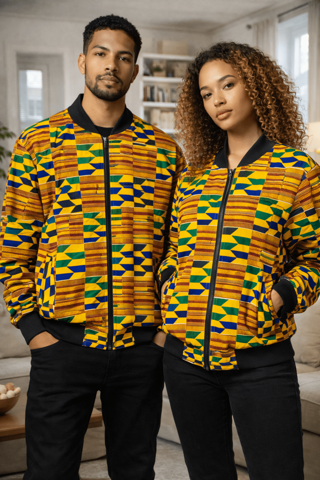 Deja Unisex Kente Print Bomber Jacket